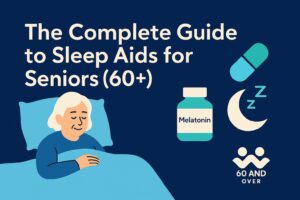 Ambleside Salutation Hotel & Spa: A Luxurious Retreat in the Lake District 6 Senior sleeping peacefully in a calm bedroom, with icons of safe sleep aids like melatonin, magnesium, and chamomile tea, plus a caution symbol for unsafe medications.