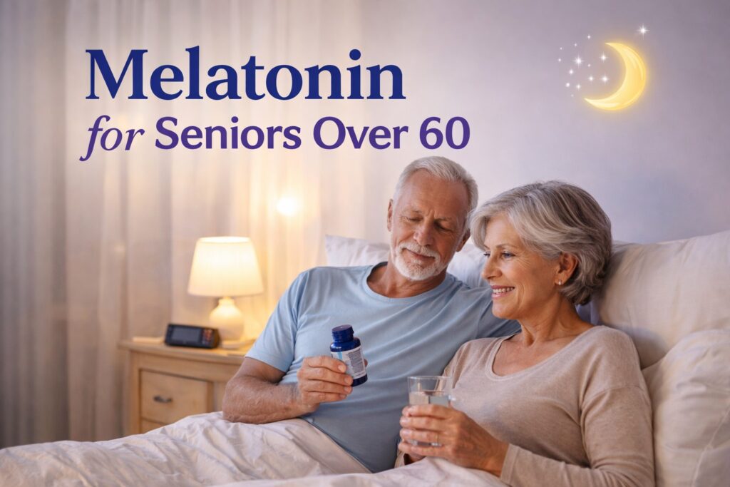 Older couple relaxing in bed while reviewing melatonin as a sleep aid for seniors over 60