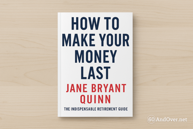 Blog List 15 Illustration of the book cover How to Make Your Money Last by Jane Bryant Quinn with 60AndOver.net branding.