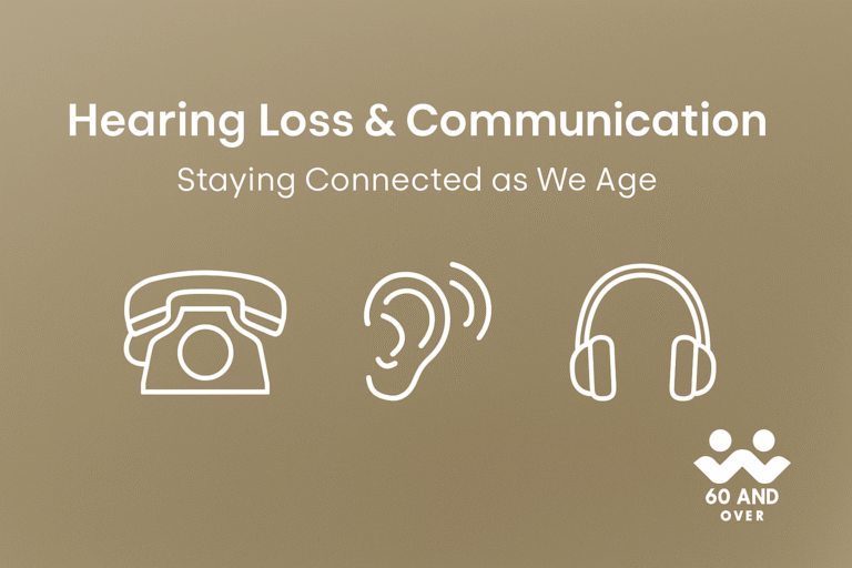 Blog List 3 Graphic illustration showing ear, sound waves, and a speech bubble, symbolizing hearing loss and communication for seniors.