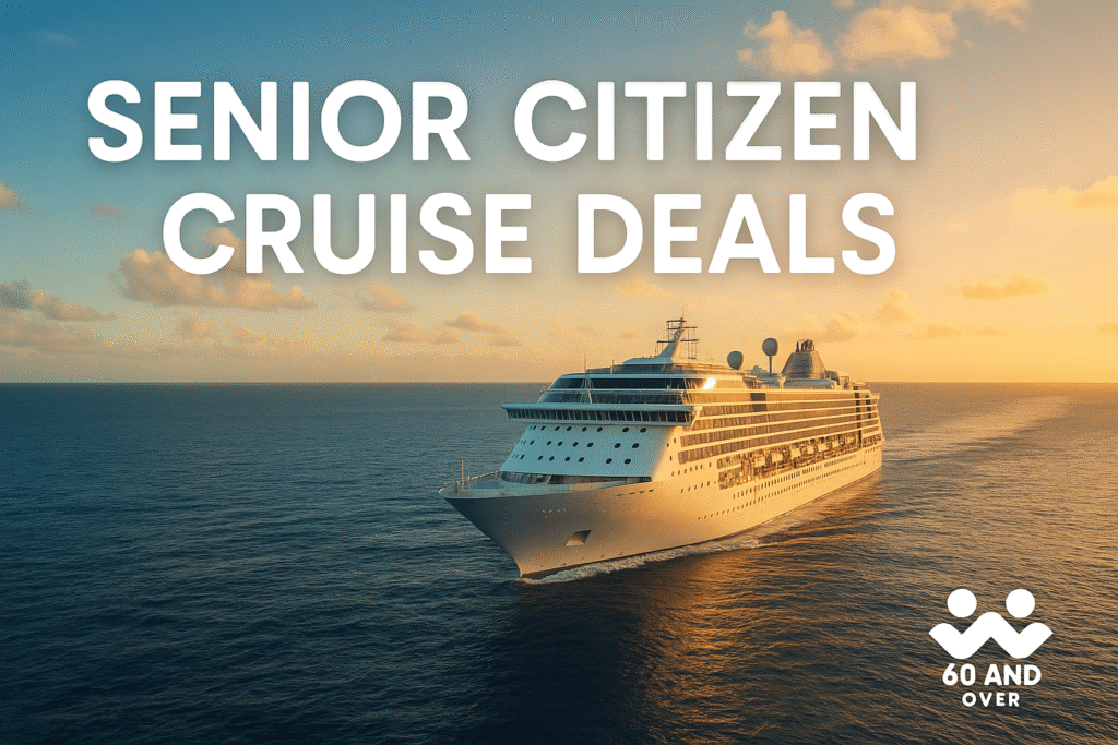 Senior Citizen Cruise Deals: When and How to Get the Best Prices (2025 Guide) 1 Cruise ship sailing calmly at sunset with tropical coastline in the background — feature image for Senior Citizen Cruise Deals article on 60AndOver.net.