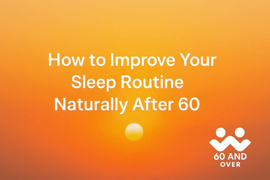 How to Improve Your Sleep Routine Naturally After 60 1 Featured image showing “How to Improve Your Sleep Routine Naturally After 60” text on a warm orange sunrise gradient background with the 60 AND OVER logo in the bottom right corner.