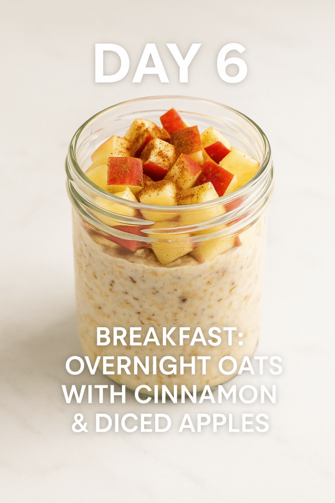Low-Sodium Meal Plan for Heart Health After 60 16 Day 6 Overnight Oats with cinnamon and diced apples