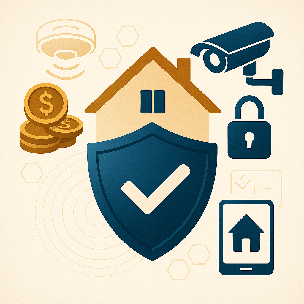 Home safety protection icons representing secure and senior-friendly living