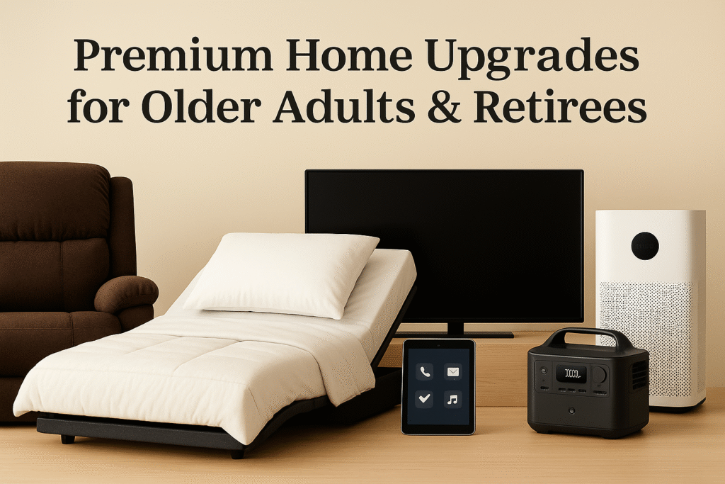 Premium home upgrades for older adults and retirees, including smart home devices and comfort essentials.