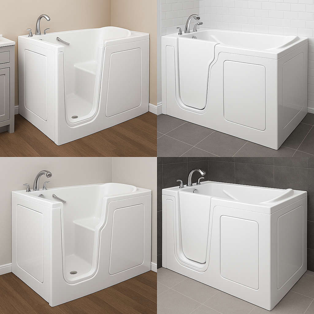 Walk-In Tub Options for 2025: A Senior’s Guide to Safe, Comfortable Bathing 3 Standard Walk-In Tubs Collage