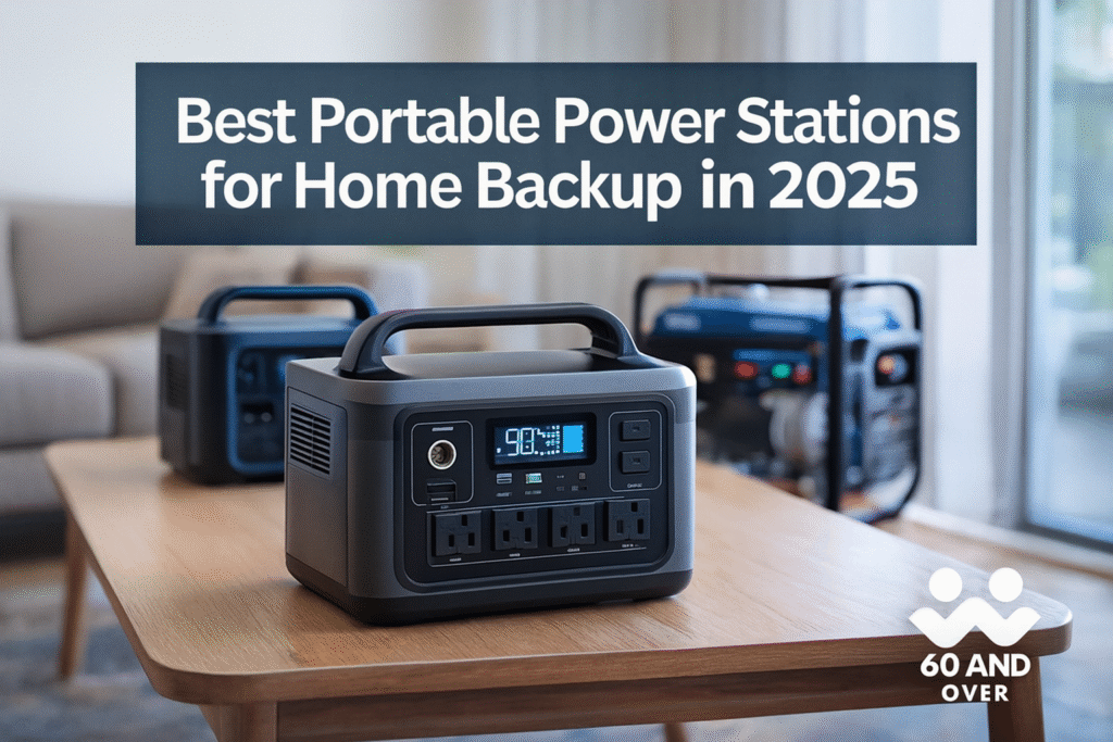 Portable power station on a living room table — senior-friendly backup power option for home use in 2025
