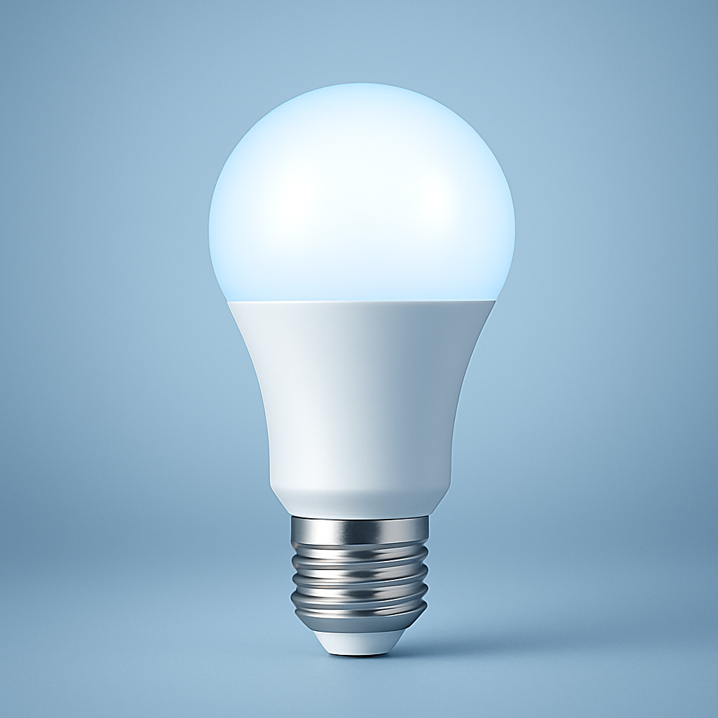 Bathroom Safety Tips for Seniors: Simple Upgrades That Prevent Falls and Improve Daily Confidence 24 Cool-toned LED light bulb emitting bright white light for improved senior home visibility.