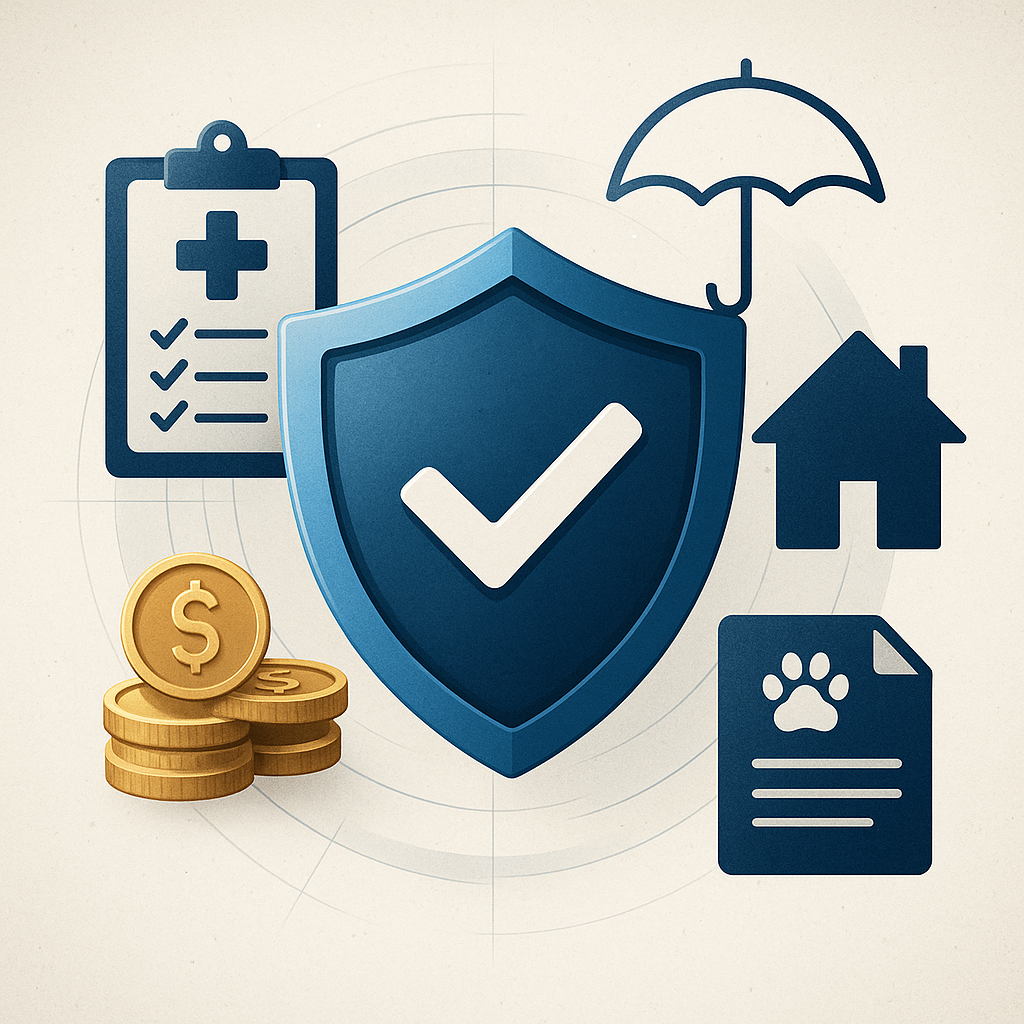 Senior-friendly insurance icons showing coverage options for adults over 60