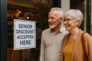 Slow Travel: Why It’s the Best Way for Seniors to Explore the World 29 Local business offering senior discount to smiling older couple.