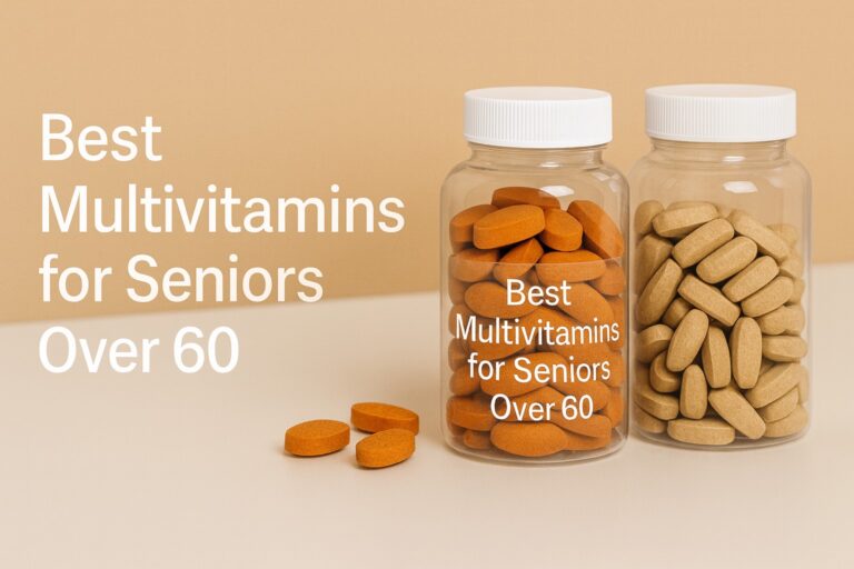 Bottles of multivitamins designed for seniors over 60