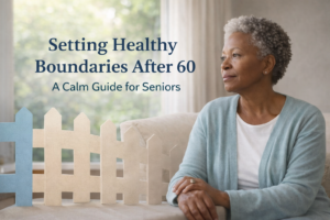 Senior woman setting healthy boundaries later in life