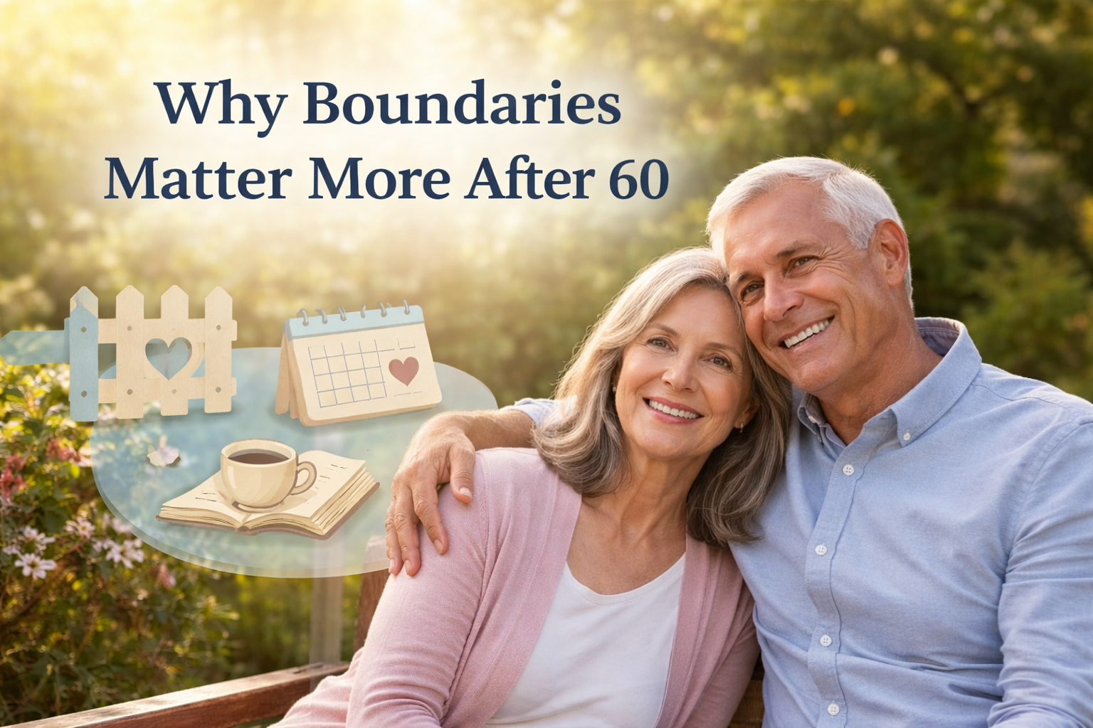 Setting Healthy Boundaries After 60: Calm, Supportive Guidance for Seniors 3 Older couple feeling calm and connected while setting healthy boundaries after 60