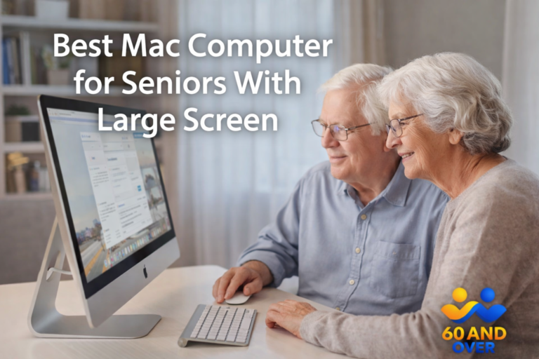 Best Mac computer for seniors with large screen showing older couple using 24-inch iMac at home