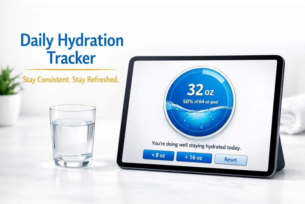 Daily Hydration Tracker for Adults Over 60