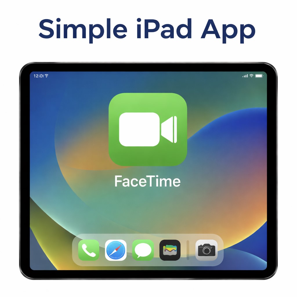 The Simplest Way for Seniors to Make Video Calls 3 iPad App icon showing FaceTime used for simple video calls for elderly people