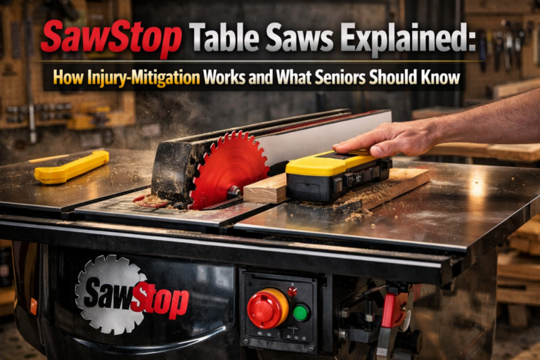 SawStop table saw demonstrating automatic blade brake safety system