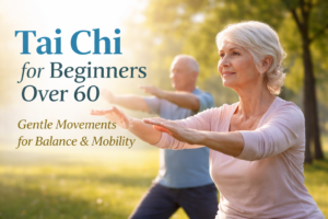 Connecticut Senior Communities 11 Senior adults practicing gentle Tai Chi movements outdoors to improve balance and mobility for beginners over 60.