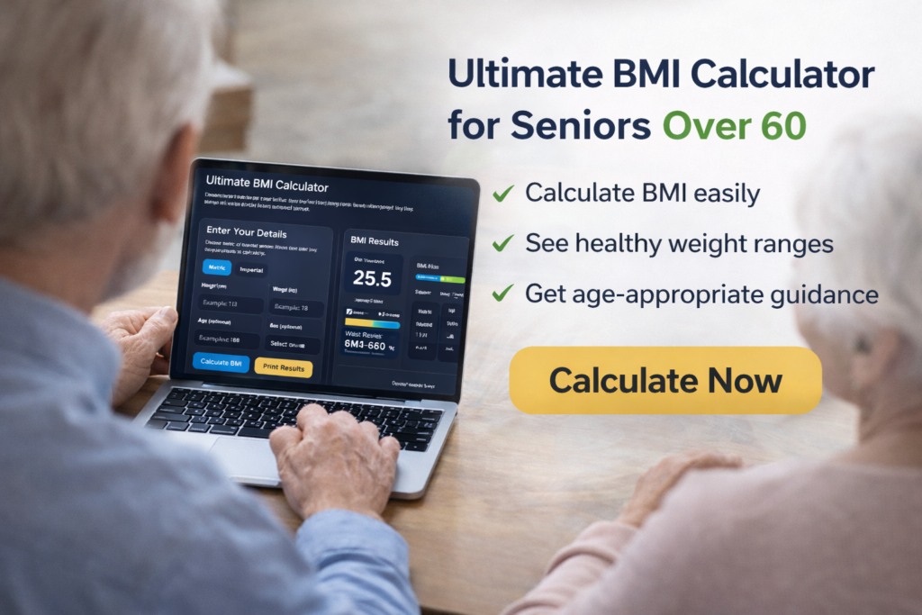The Ultimate BMI Calculator for Adults Over 60 2 Senior couple using a laptop to calculate BMI with an online BMI calculator for seniors over 60